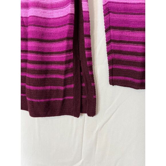T By Talbots Cowl Neck Sweater Womens Size Small Drawstring Ombre Stripe Purple - Picture 9 of 13